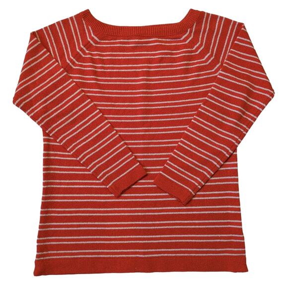 VTG Talbott Traveler II Orange White Striped Lightweight Sweater Women's Size S - Picture 1 of 4